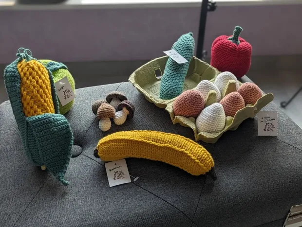 Gehäkeltes Obst, Gemüse und andere Lebensmittel
